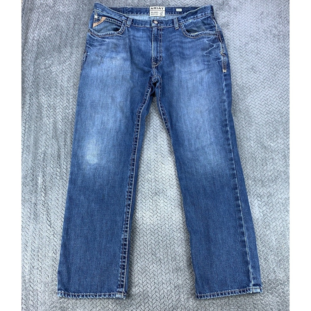 Ariat M4 Jeans Mens 40x34 ( Fits 39x33 ) Blue Relaxed Bootcut Boundary Gulch *